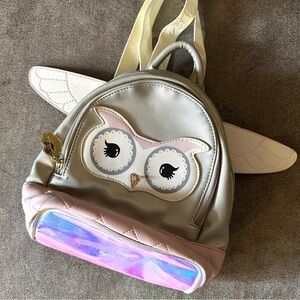 BETSY JOHNSON Silver and Pink Owl Backpack